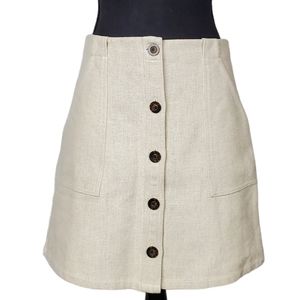 NWT Banana Republic Mini Skirt, Button Front Linen, Size 4